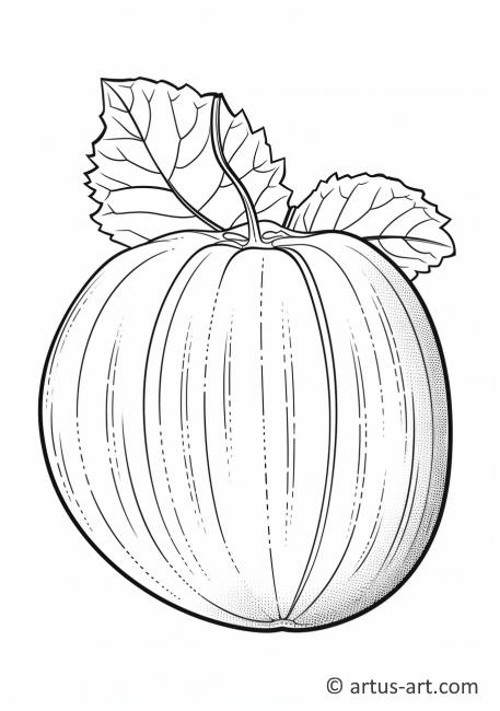 Kleurplaat van een Meloen met Bladeren